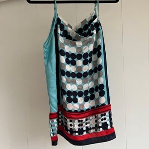 CAbi Blue and Red Polka Dot Silk Tank Top Blouse Style# 308 "Spot On Tunic"